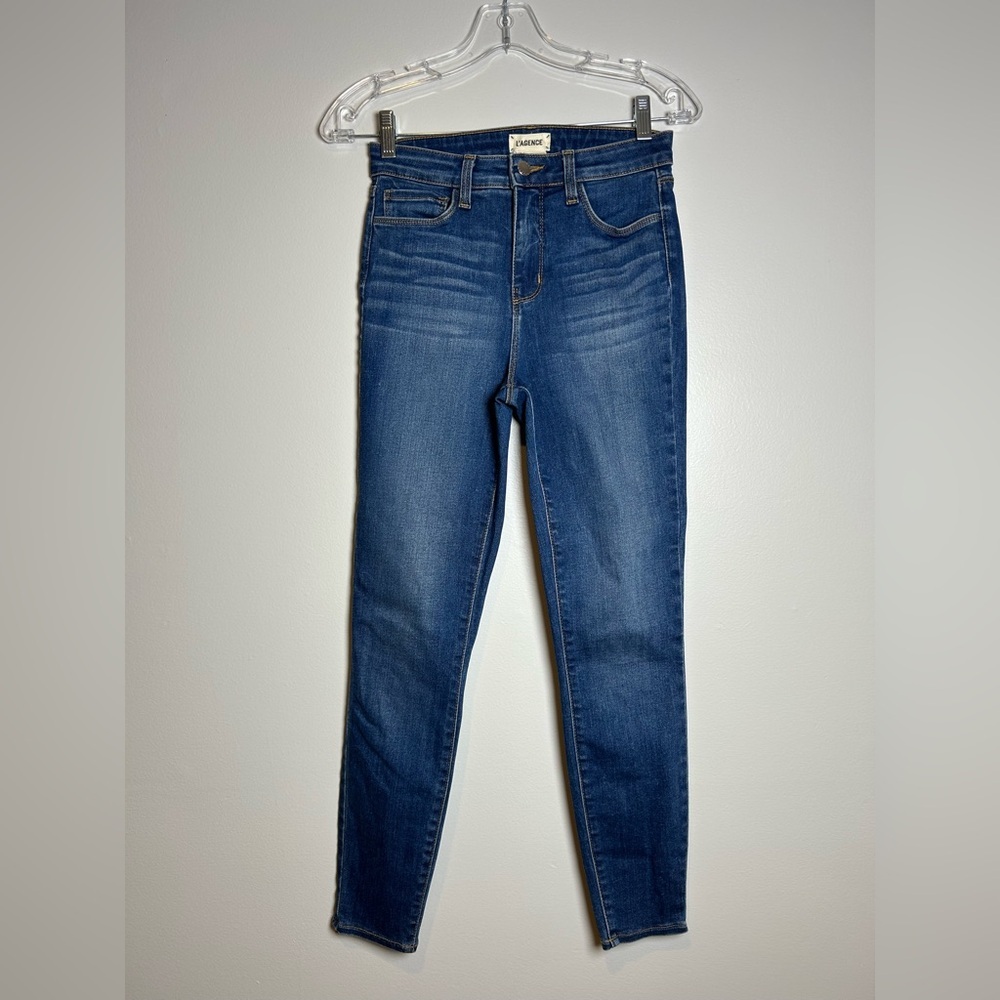 L'AGENCE  Margot high rise Skinny Jeans size 26 Neptune blue stretch denim